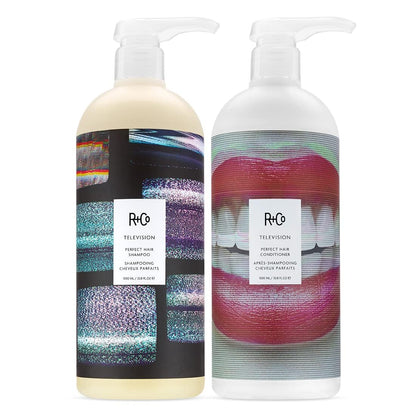 R+Co Television Perfect Hair Shampoo & Conditioner Set + Sample (0.5oz) | Lightweight + Smoothing +