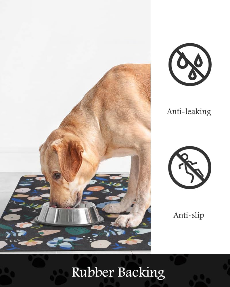Pet Feeding Mat-Absorbent Dog Mat for Food and Water Bowl-No Stains Quick Dry Water Dispenser