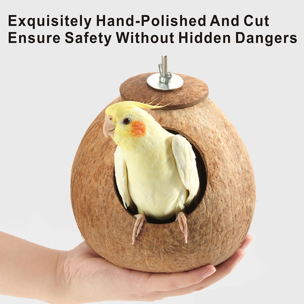 Bird Nest for Cage Natural Coconut Shell Birds House 2 Pack Parakeet Hide Breeding Hut Bird Cage