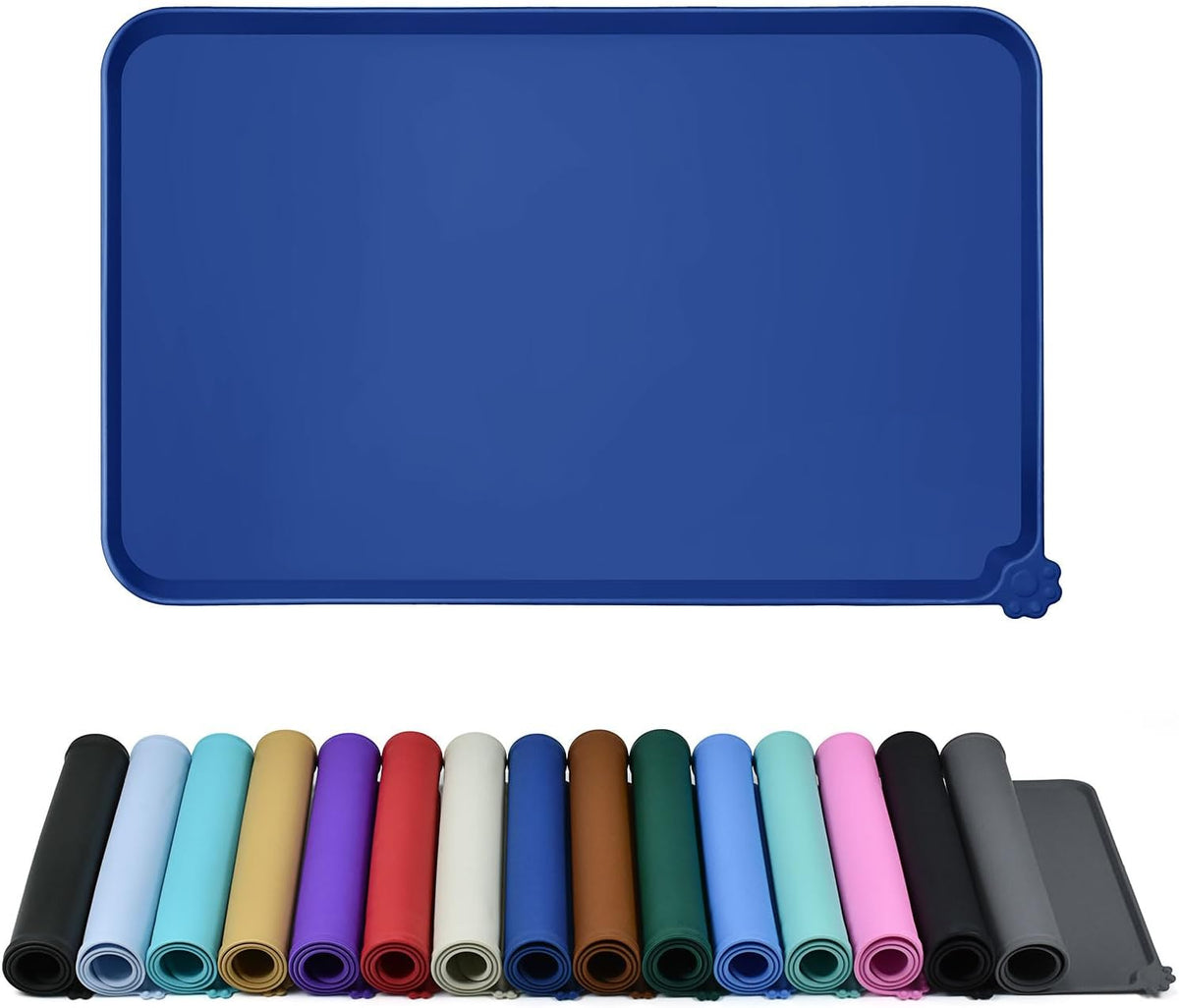 Waterproof Pet Feeding Mat with High Raised Edges, Heavier and Thicker Placemats for Cat Dog Water