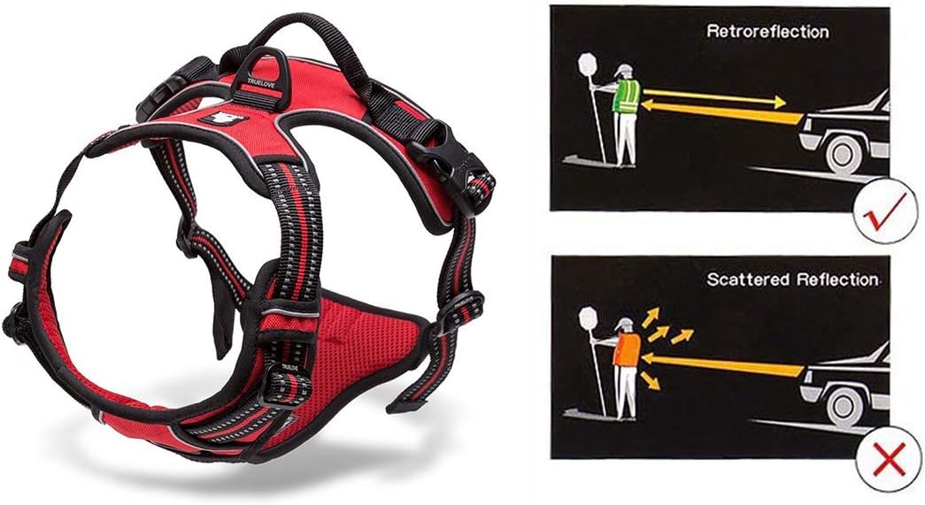 Truelove No Pull Dog Harness with Easy Control Handle and 2 Leash Attachments,Reflective Adjustable