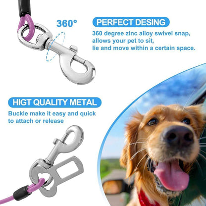 Dog Seat Belt Harness for Car,Dog Seatbelt of Coated Wire Leash Safety Restraint,No Chew Tether