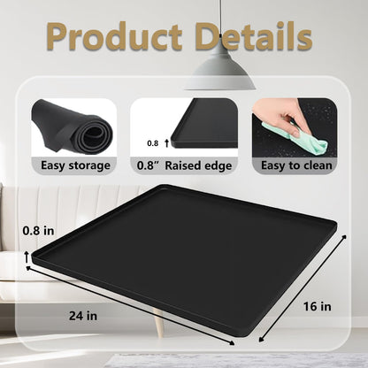 Waterproof Silicone Mat with Raised Edges 24x16 Inch, Water Cooler Mat & Countertop Protector for
