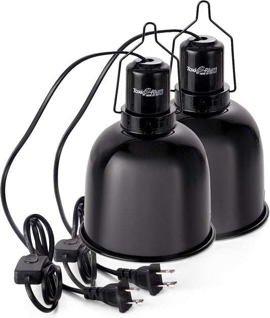 Reptile Light Fixture, 2-Pack 5.5-Inch Deep Dome Lamp Caps with Optical Reflection Cover