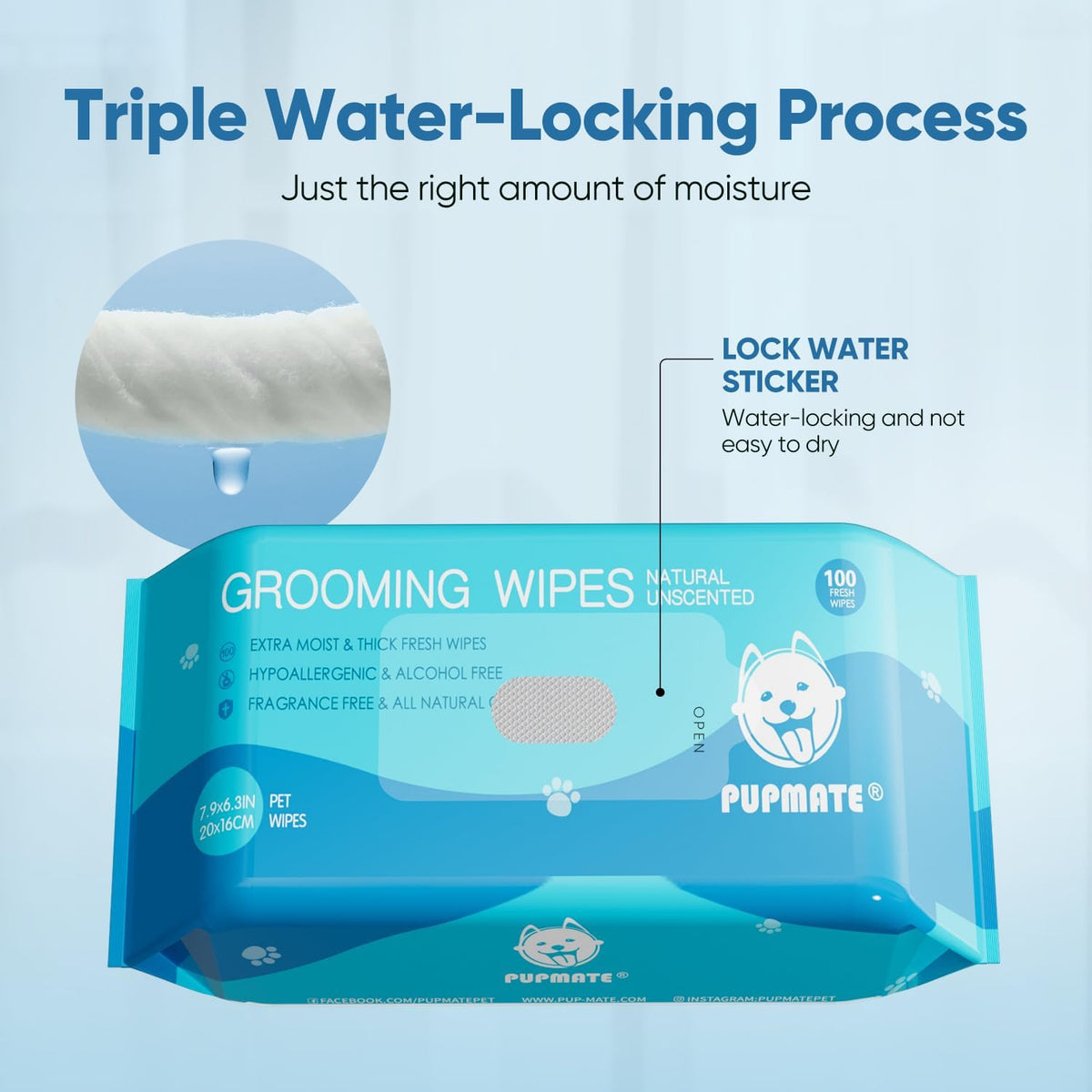 All Natural Pet Grooming Wipes, 100 Fresh Counts, Extra Moist & Thick, Natural Wipes for Dogs &