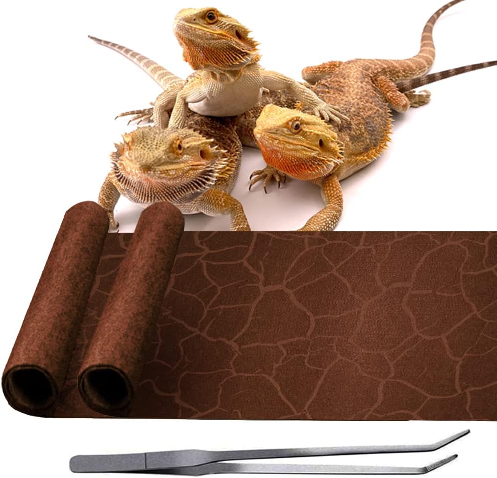 2 Pack Reptile Carpet Desert Reptile Mat & Reversible Substrate, Terrarium Liner Bedding, for