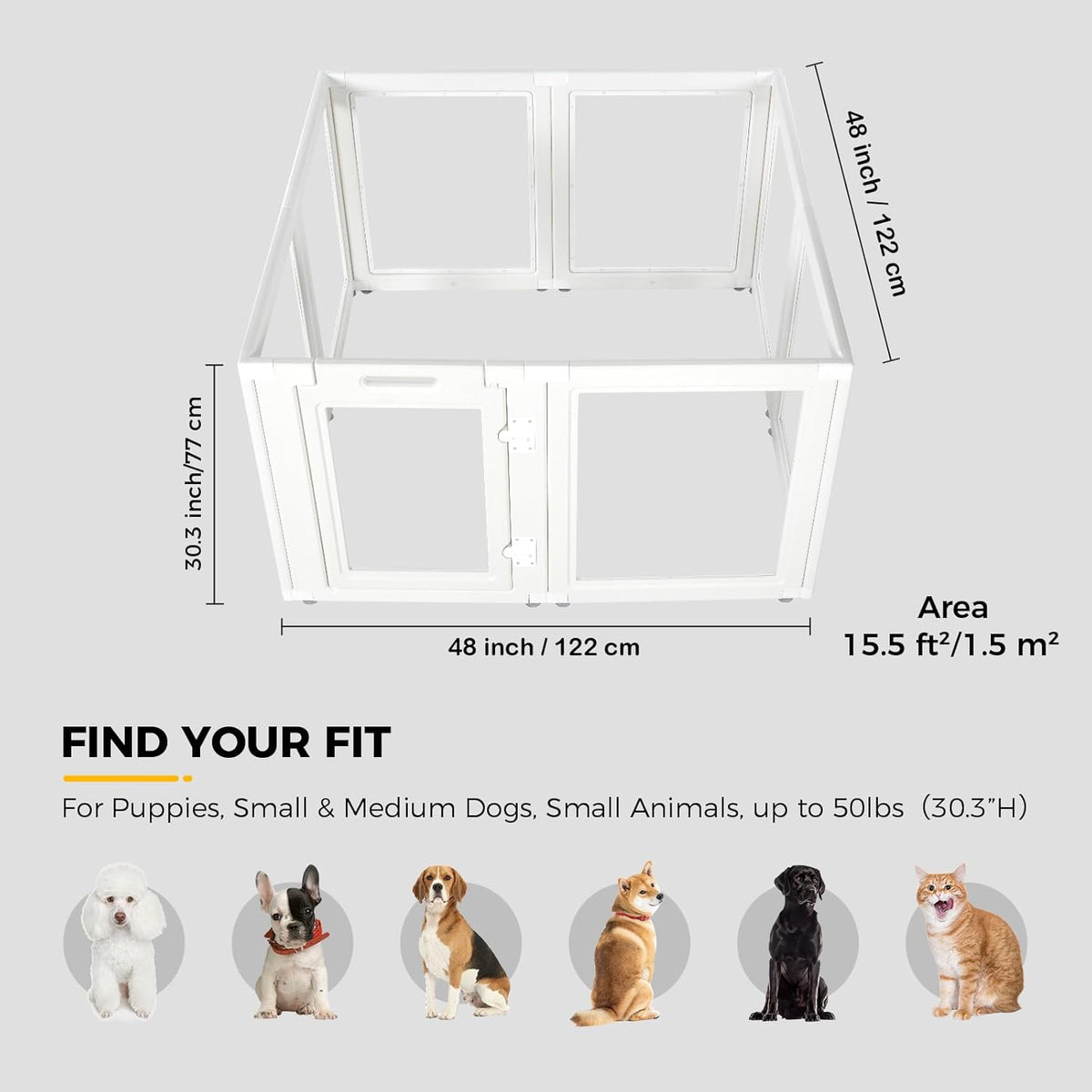 Clear Acrylic Plastic Dog Playpen - Clear Dog Play Pen - Easy Assemble Acrylic Dog Playpen - Puppy