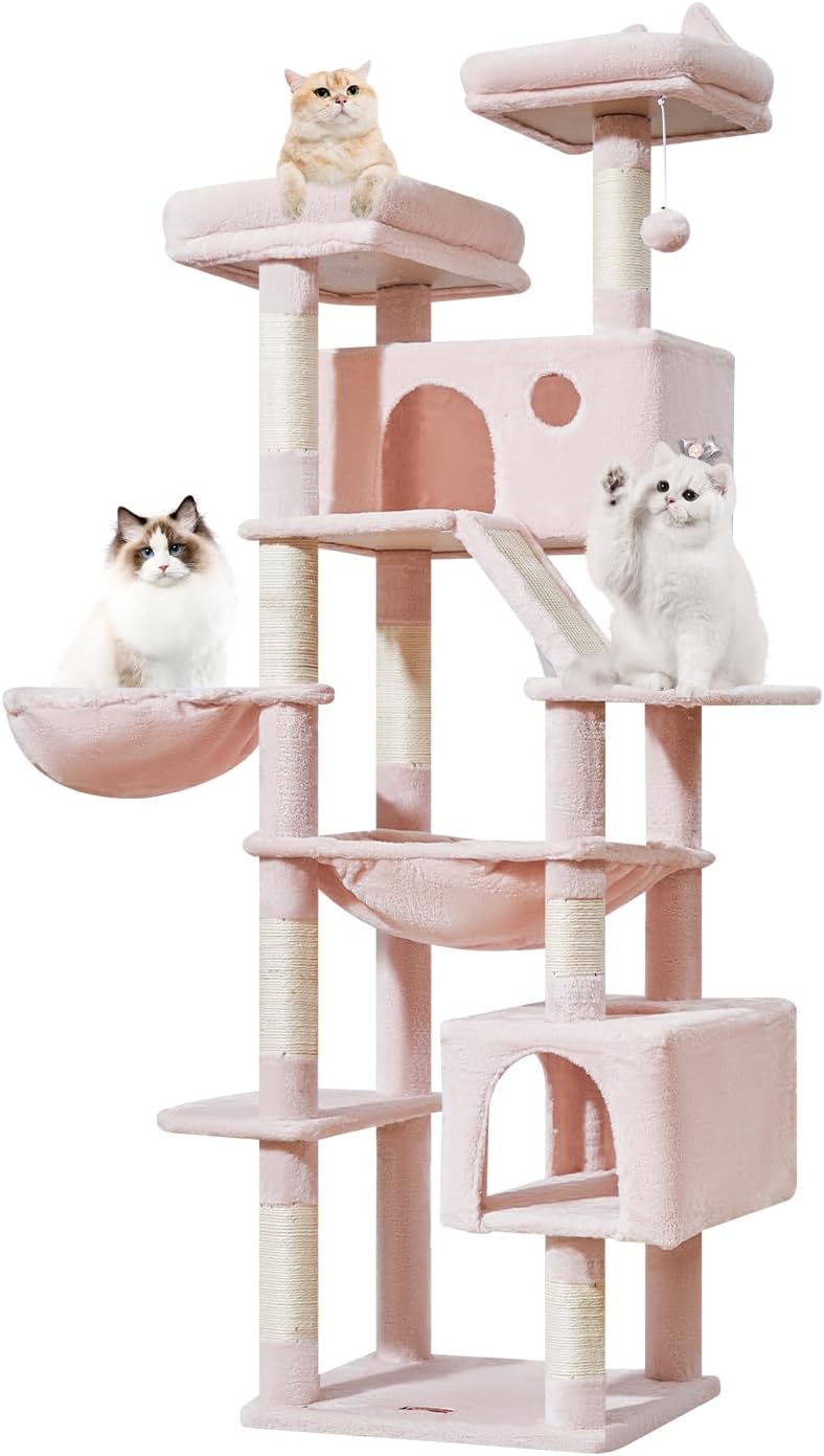Taoqimiao Cat Tree 71-Inch, Cat Tower for Indoor Cats Large Adult, Multi-Level Large Cat Condo, 8