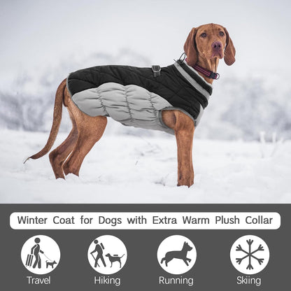 FUAMEY Dog Coat for Medium Dogs,Waterproof Dog Winter Jacket with Harness Built in Puppy Cold