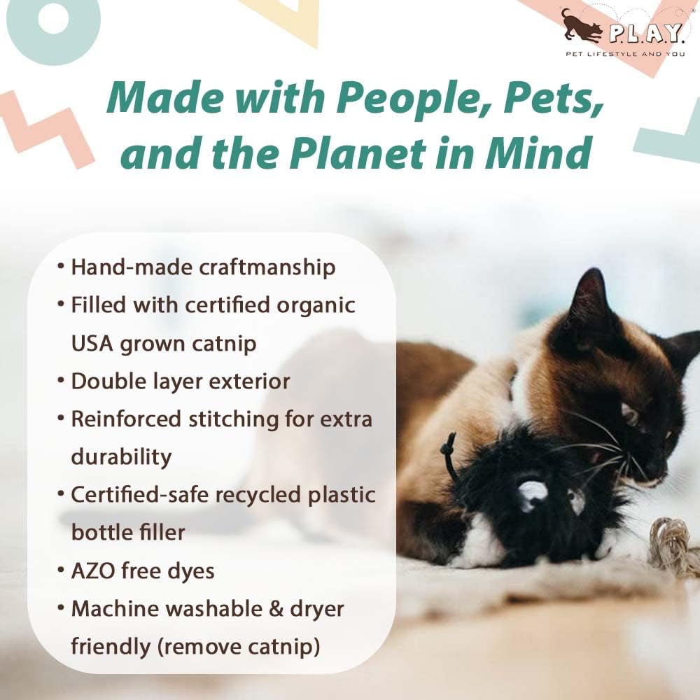 P.L.A.Y. Cute Plush Cat Toys - Feline Frenzy Animal Critter Themed Catnip Filled Toy, Great for