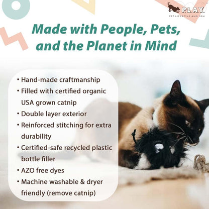 P.L.A.Y. Cute Plush Cat Toys - Feline Frenzy Animal Critter Themed Catnip Filled Toy, Great for