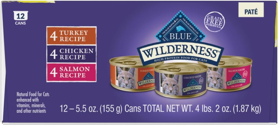 Blue Buffalo Wilderness High Protein, Natural Adult Pate Wet Cat Food Variety Pack, Chicken