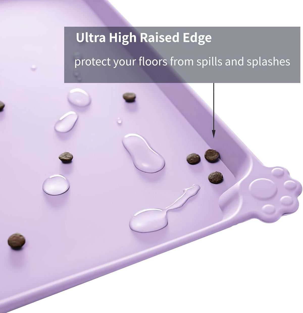 Waterproof Pet Feeding Mat with High Raised Edges, Heavier and Thicker Placemats for Cat Dog Water