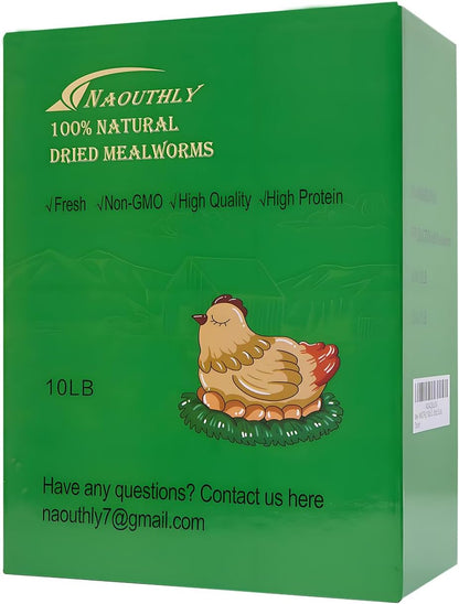 10lbs Dried Mealworms - Premium Non-GMO Chicken Feed, Nutritious High Protein Meal Worms- Food and