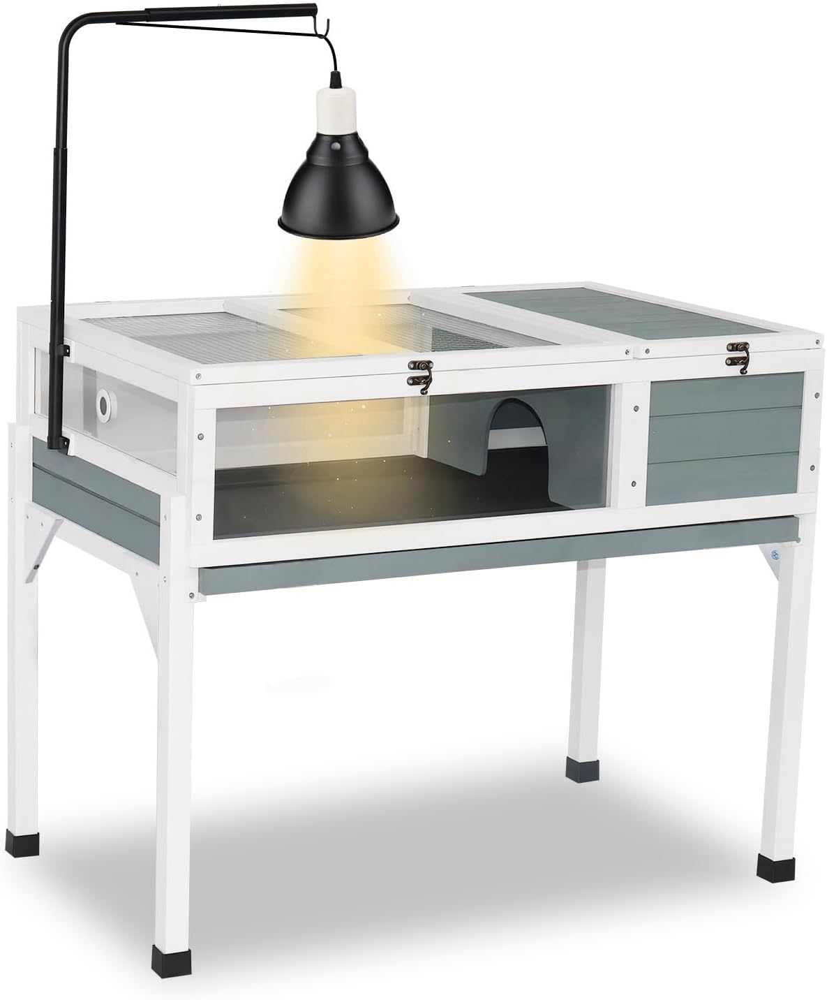 Tortoise Habitat Enclosure Turtle House Indoor Reptile Cage with Hygrothermograph Adjustable Lam