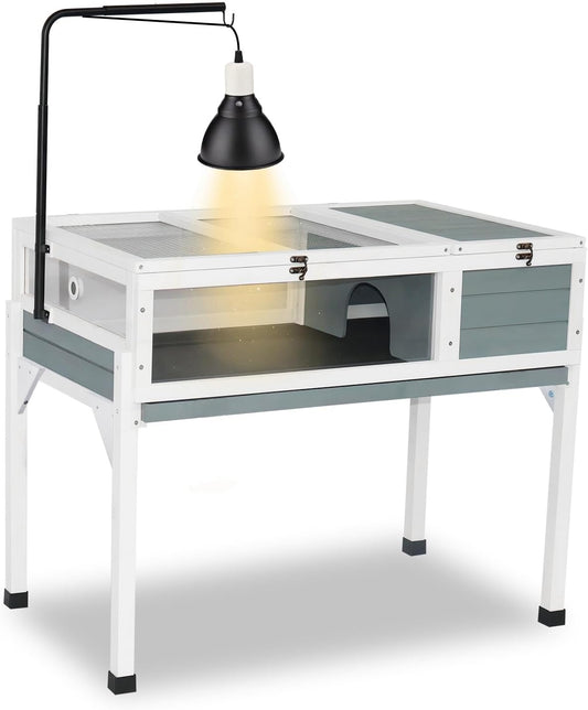 Tortoise Habitat Enclosure Turtle House Indoor Reptile Cage with Hygrothermograph Adjustable Lam