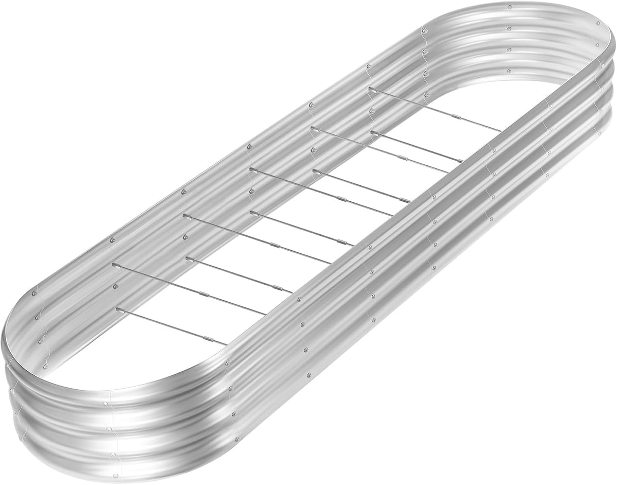 Land Guard 8ft Galvanized Raised Garden Bed Kit, Raised Garden Boxes Outdoor, Oval Metal Raised