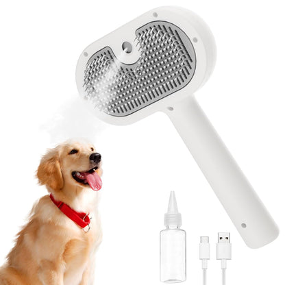Cat Steam Brush-3 in 1 Pet Brush,Dog Shedding Tool Self Cleaning Pet Spray Depilation Comb with
