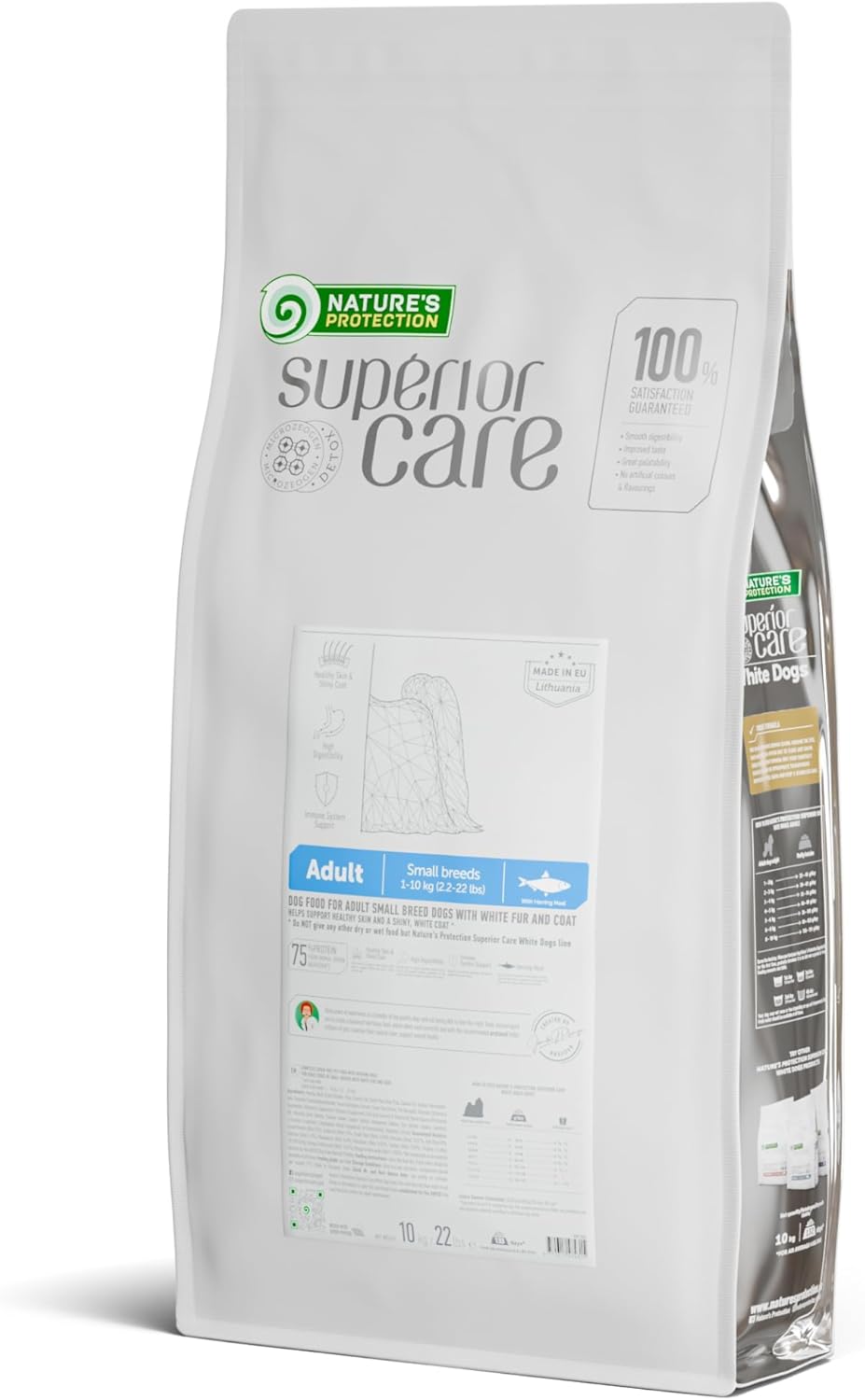 Nature's Protection Superior Care White Dogs Grain-Free Dry Dog Food - High Protein, Tear Stain Dog