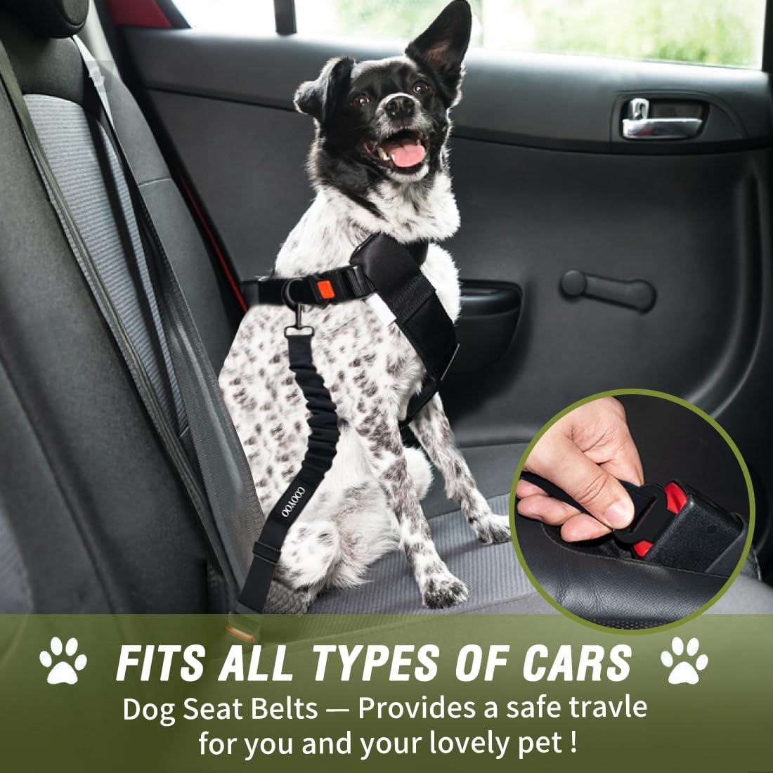 COOYOO Dog Seat Belt,3 Piece Set Retractable Dog Car Adjustable Seatbelts for Vehicle Nylon Pet