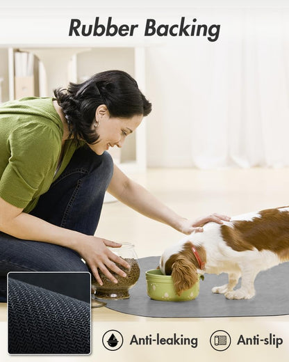 Absorbent Dog Food Mat-Cat Dog Mat for Food and Water Bowl, Quick Dry Pet Food Mat, No Stains Dog