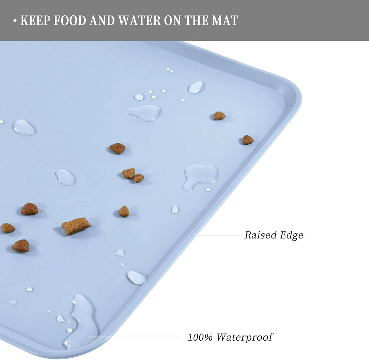 Waterproof Pet Feeding Mat with High Raised Edges, Heavier and Thicker Placemats for Cat Dog Water