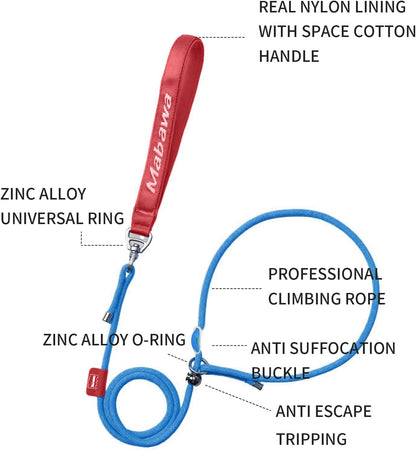 Dog Anti-Slip Leash 5FT with Metal Stopper - Durable No-Pull Training Lead for Small, Medium &