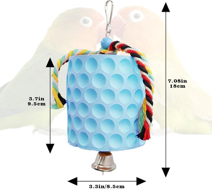 Extra Large Bird Chewing Toy, Parrot Beak Grinding Calcium Stone with Bells, Bird Cage Accessories