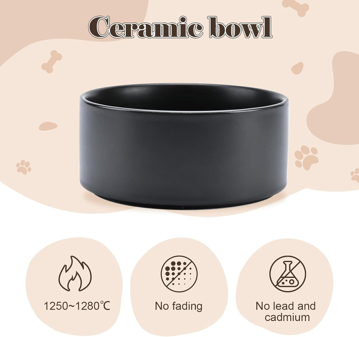 SPUNKYJUNKY Raised Ceramic Dog Bowls Set with Non-Slip Acacia Wood Stand for Medium Sized Dog(42.27