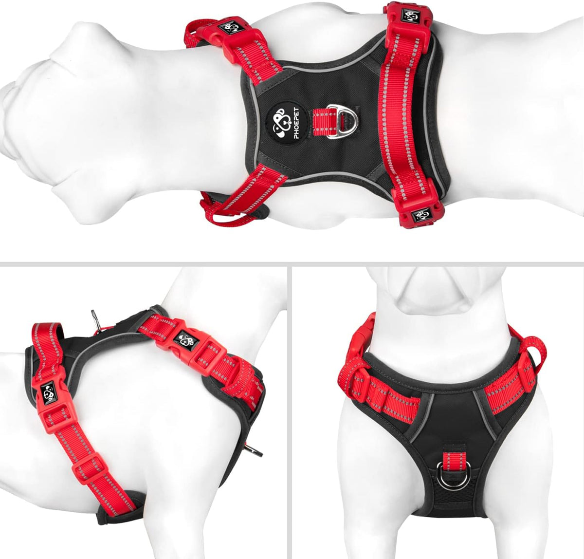 PHOEPET No Pull Dog Harness, Unique Colors Reflective Adjustable Dog Vest, with Soft Training