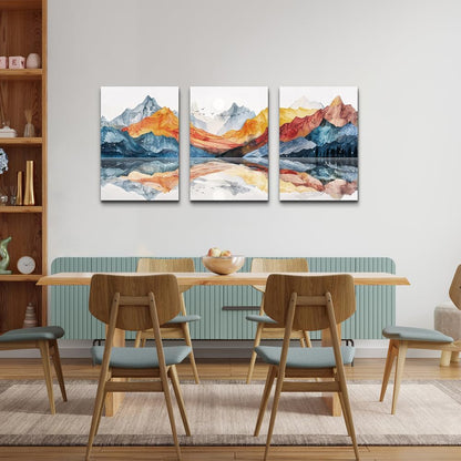 TTHYUEWS Abstract Art for Bedroom & Living Room - Modern Ink Mountain Landscapes - 3 Piece Ready To