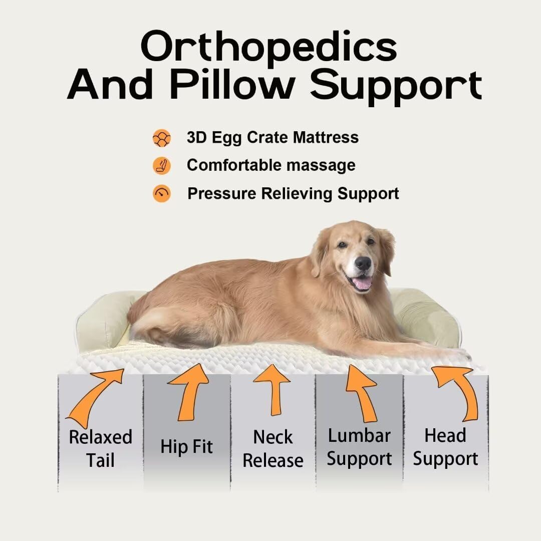 Large Dog Bed Orthopedic Washable - Waterproof with Removable Cover - Memory Foam - XXL Large Big