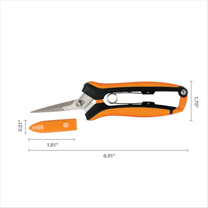 Fiskars Curved Micro-Tip Pruning Snips - 6" Garden Shears with Sheath and SoftGrip Handle - Yard
