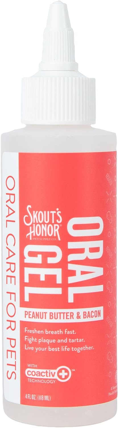 SKOUT'S HONOR Peanut Butter & Bacon Oral Gel - Fights Plaque and Tartar, Freshens Breath Fast, No