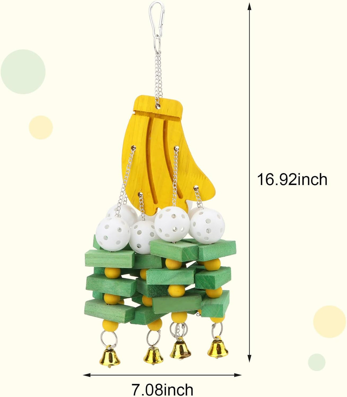 Hypeety Large Parrot Hanging Swing Toy Bells Chew Toy Colorful Hanging Wood Block Parrot Macaw