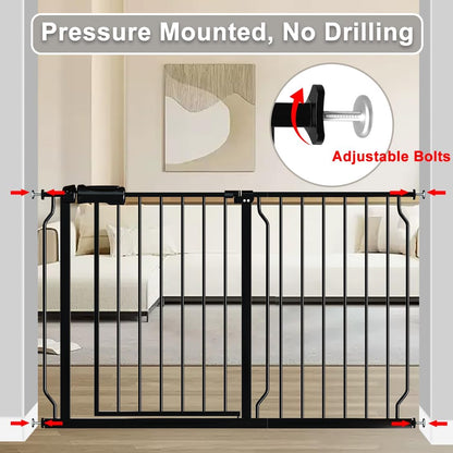 Fairy Baby Extra Wide Baby Gate Black 67-71.5 Inch Wide, Walk Through Pressure Mounted No Drill