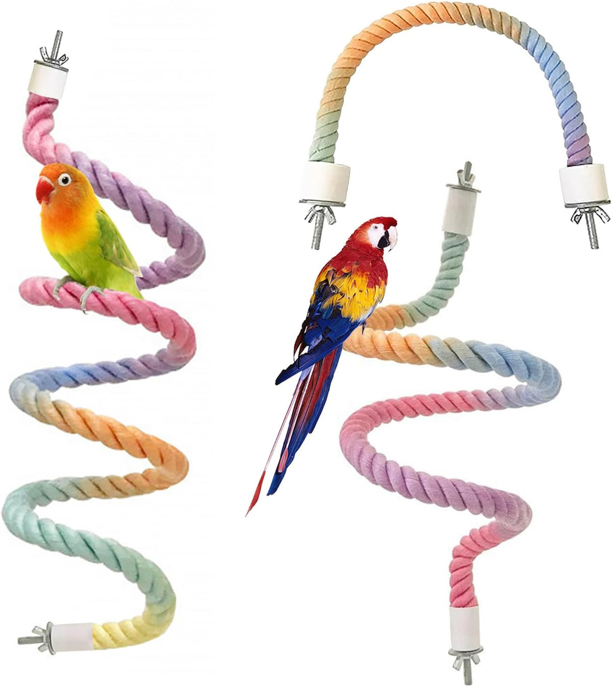 3pcs Gradient Colorful Bird Rope Perch Stand,Bird Cage Climbing Rope Toys Accessories,Bendable