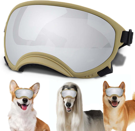 Medium Dog Sunglasses with Adjustable Strap UV Protection, Winproof Dog Puppy Sunglasses, Suitable