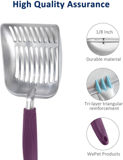 WePet Cat Litter Scoop, Aluminum Alloy Sifter, Kitty Metal Scooper, Deep Shovel, Long Handle, Poop
