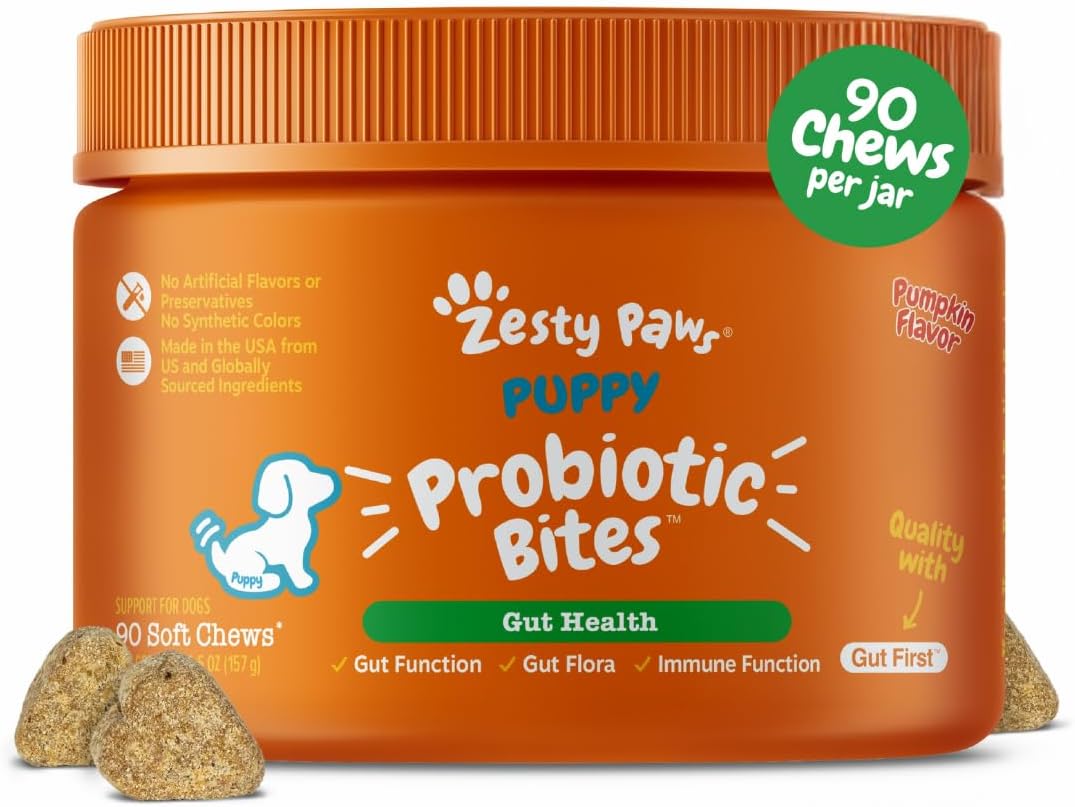 Zesty Paws Puppy Probiotics for Dogs - for Digestive Health, Gut Flora & Immune System Support