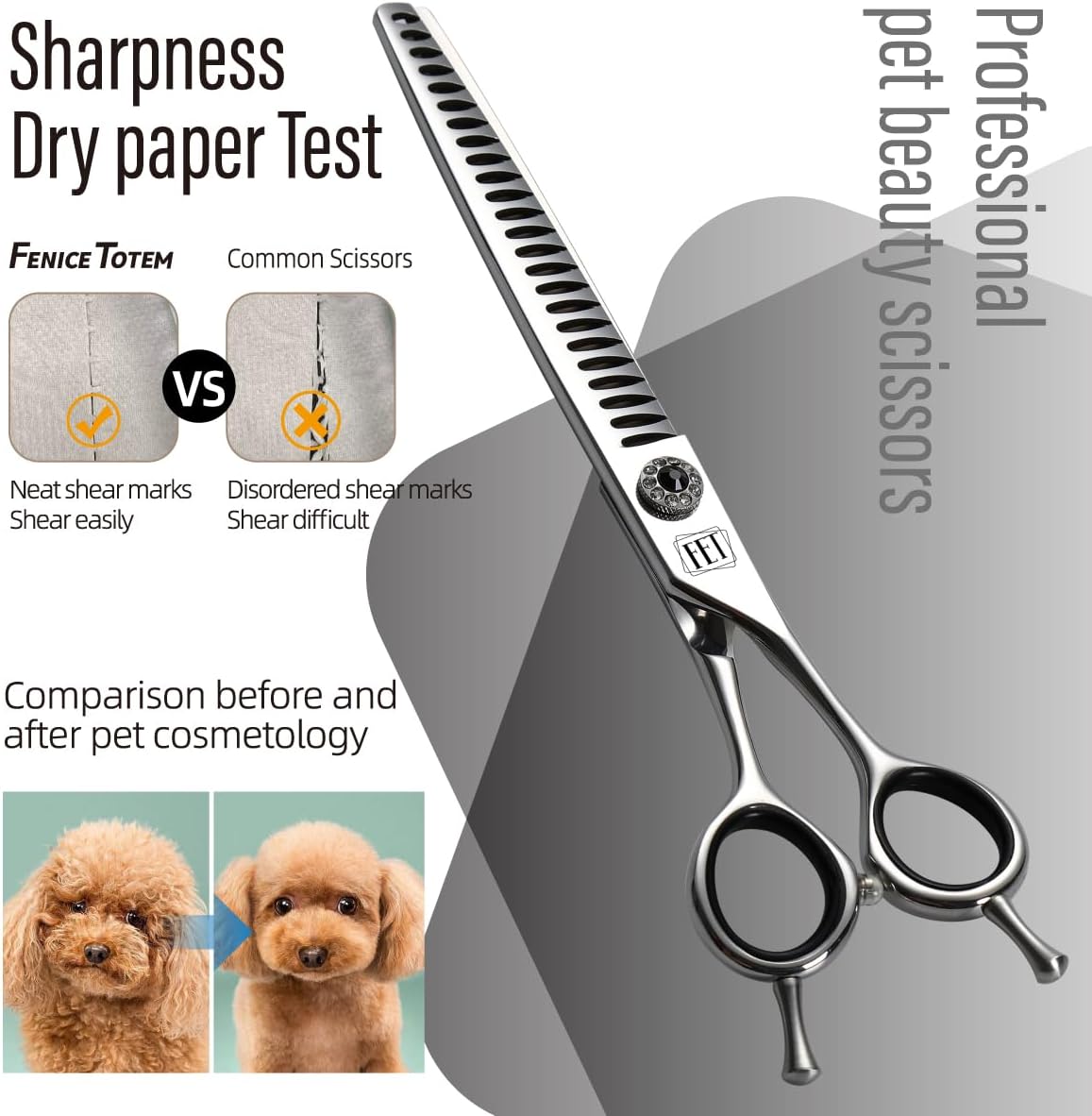 Dog Grooming Scissors: 7.5 inch Pet Chunker Shears Made Of Japanese 440C Advanced Stainless Steel