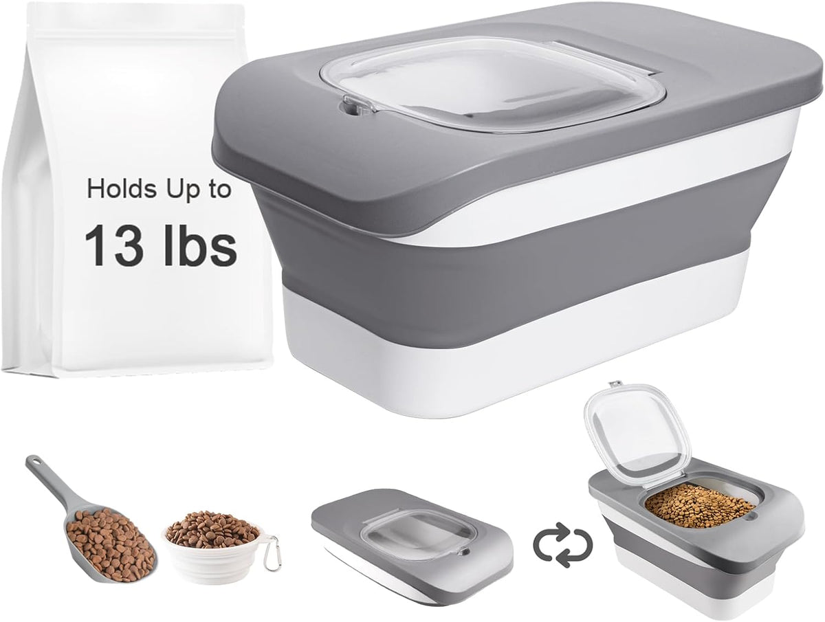 13 Lbs Dog Food Container, Collapsible Dog Food Storage Container with Airtight Lid, Cat Food