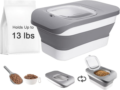 13 Lbs Dog Food Container, Collapsible Dog Food Storage Container with Airtight Lid, Cat Food