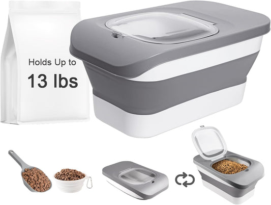 13 Lbs Dog Food Container, Collapsible Dog Food Storage Container with Airtight Lid, Cat Food