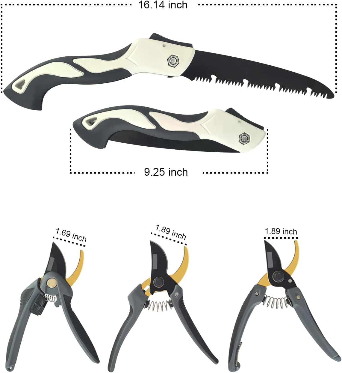 4 Piece Gardening Scissors Folding Saw and Pruner Set Sharp Hand Garden Clippers Set with Folding