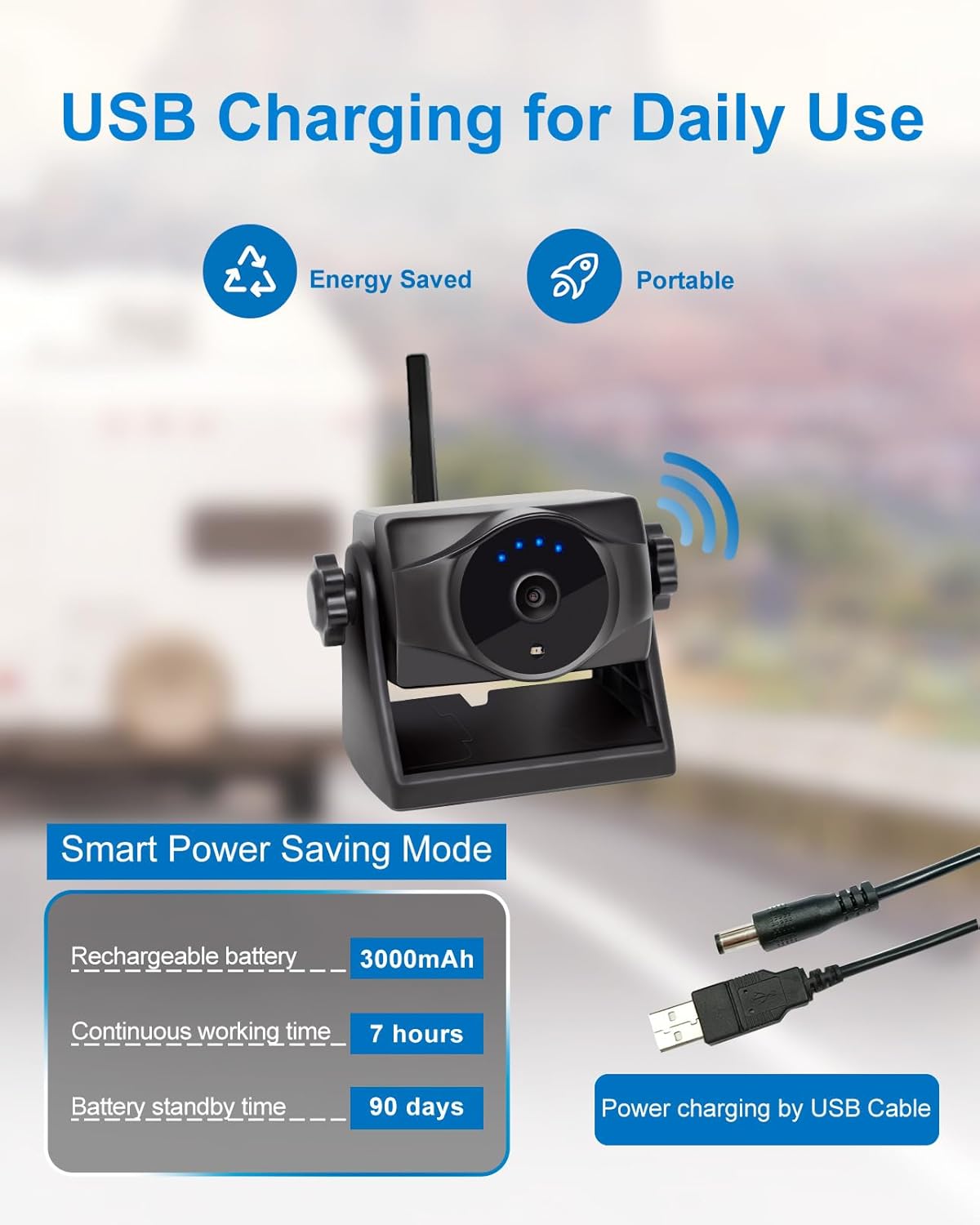 1080P Magnetic Wireless Backup Camera, 90 Days Standby Rechargeable Battery, Waterproof Rear/Front
