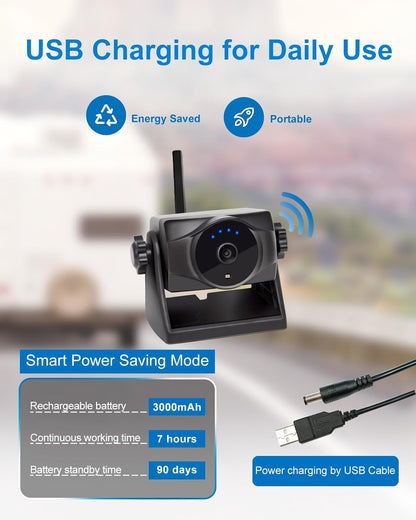 1080P Magnetic Wireless Backup Camera, 90 Days Standby Rechargeable Battery, Waterproof Rear/Front