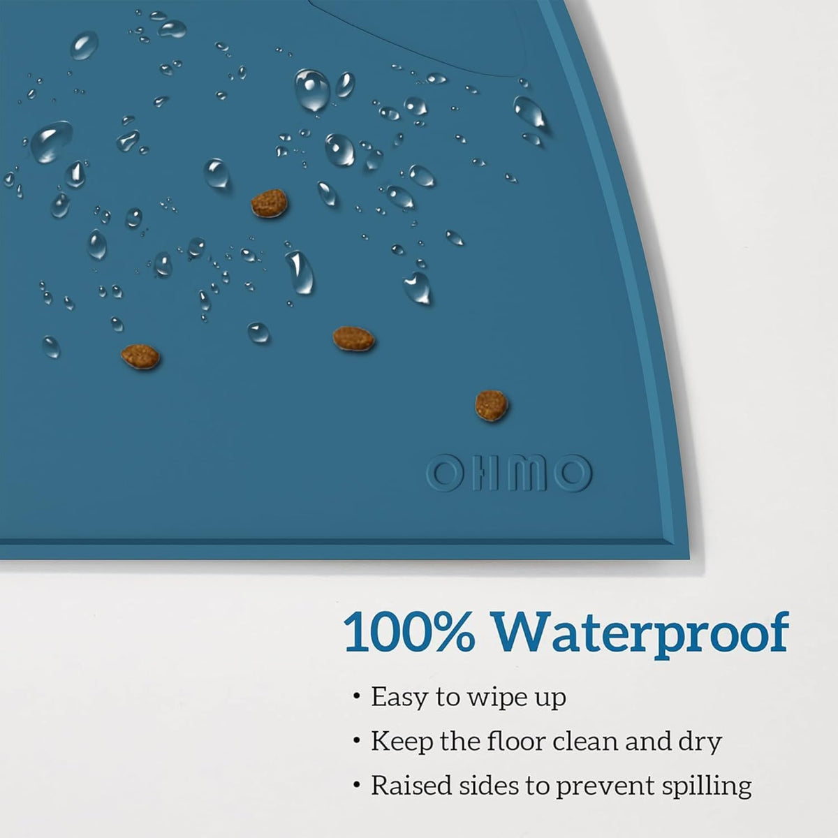 OHMO - Cat Food Mat, Silicone Pet Feeding Mat for Floor Non-Skid Waterproof Dog Water Bowl Tray