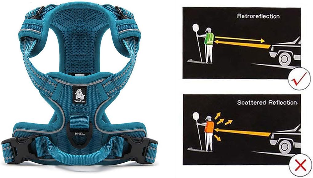 Truelove No Pull Dog Harness with Easy Control Handle and 2 Leash Attachments,Reflective Adjustable