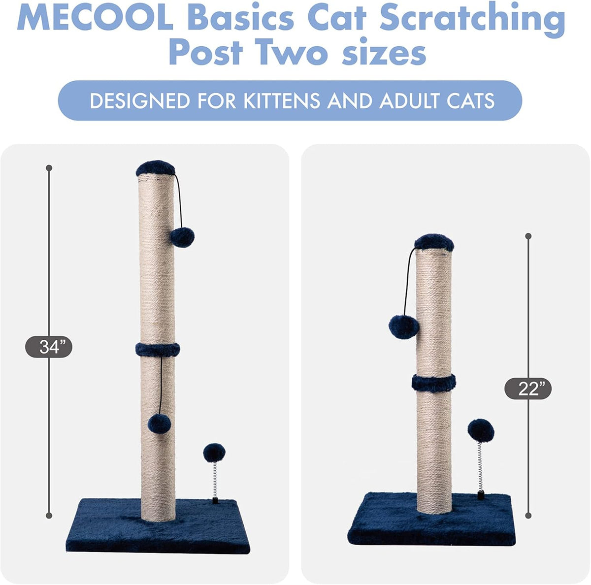 MECOOL 34“ Tall Cat Scratching Post Premium Basics Kitten Scratcher Sisal Scratch Posts Trees with